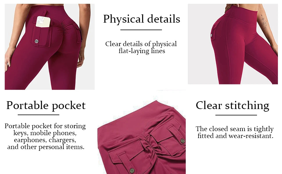 High-Waisted Tummy-Control Wide-Leg  Leggings with Pockets