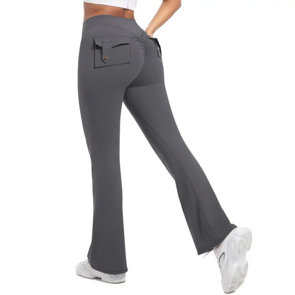High-Waisted Tummy-Control Wide-Leg  Leggings with Pockets