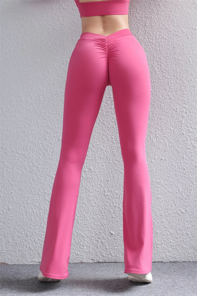 Flare Leggings Back Waist V Leggings Scrunch Yoga Pants
