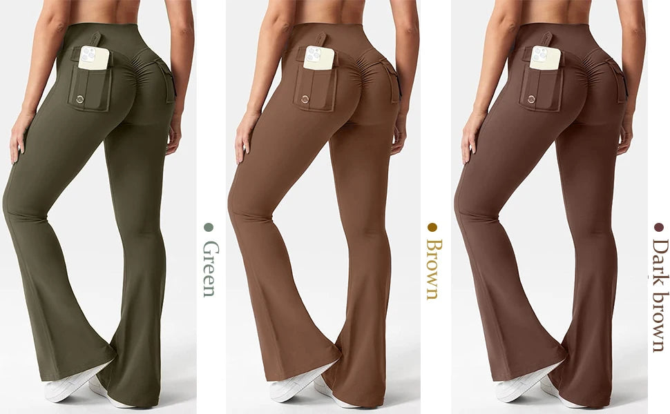 High-Waisted Tummy-Control Wide-Leg  Leggings with Pockets