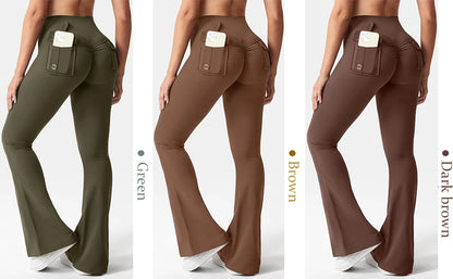 High-Waisted Tummy-Control Wide-Leg  Leggings with Pockets