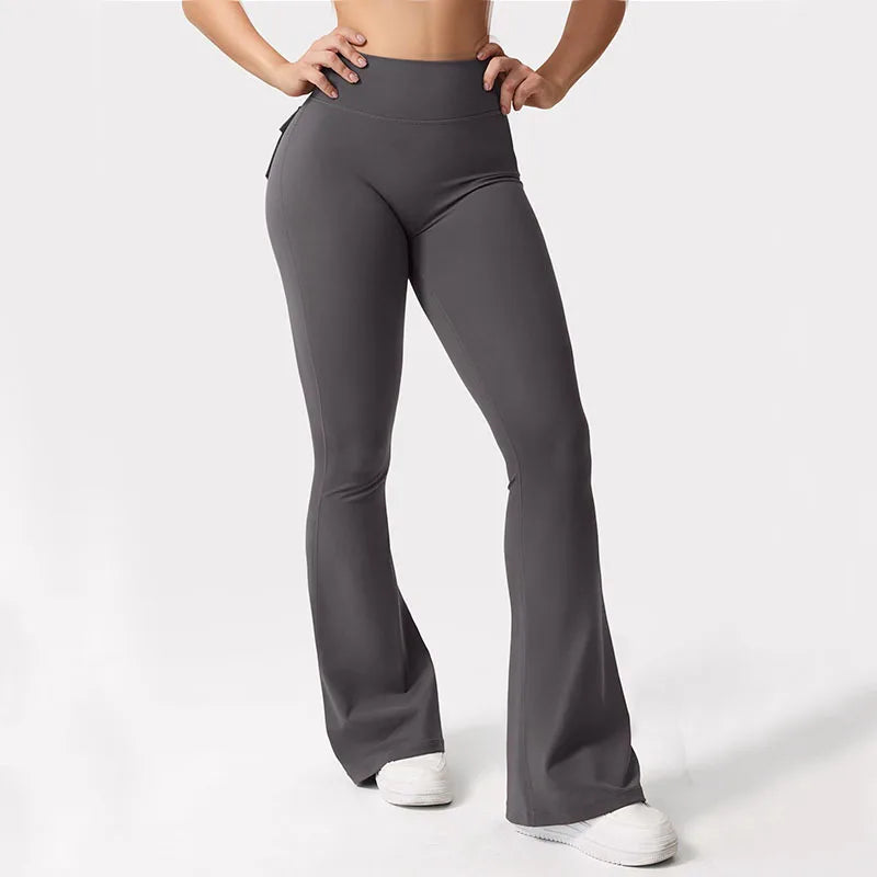 High-Waisted Tummy-Control Wide-Leg  Leggings with Pockets