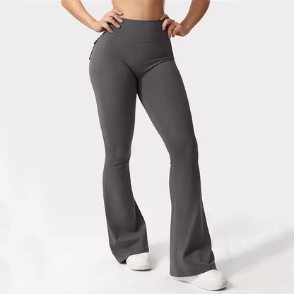 High-Waisted Tummy-Control Wide-Leg  Leggings with Pockets