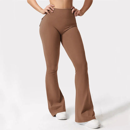 High-Waisted Tummy-Control Wide-Leg  Leggings with Pockets