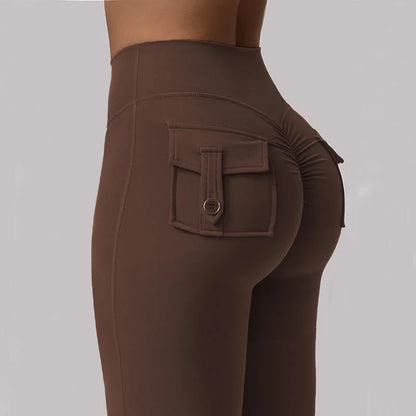 High-Waisted Tummy-Control Wide-Leg  Leggings with Pockets