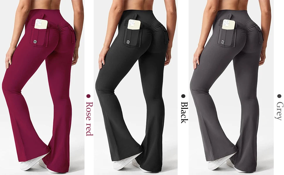 High-Waisted Tummy-Control Wide-Leg  Leggings with Pockets