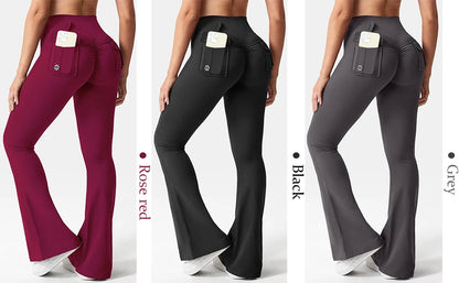 High-Waisted Tummy-Control Wide-Leg  Leggings with Pockets