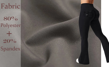 High-Waisted Tummy-Control Wide-Leg  Leggings with Pockets