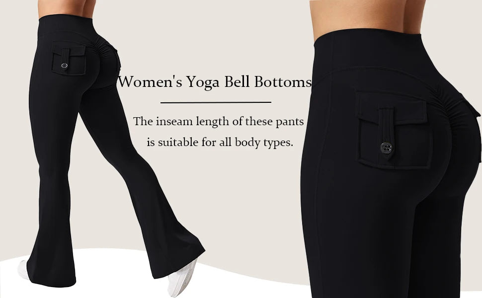 High-Waisted Tummy-Control Wide-Leg  Leggings with Pockets