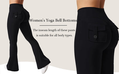 High-Waisted Tummy-Control Wide-Leg  Leggings with Pockets