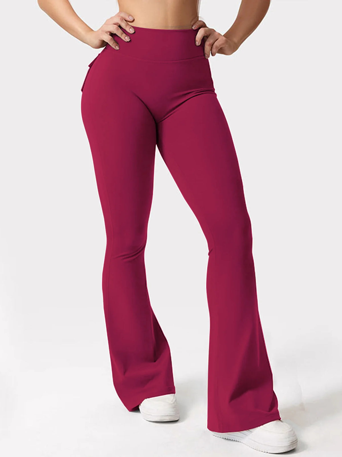 High-Waisted Tummy-Control Wide-Leg  Leggings with Pockets