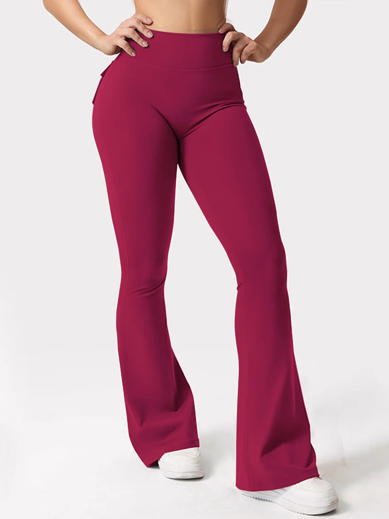 High-Waisted Tummy-Control Wide-Leg  Leggings with Pockets