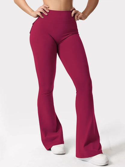 High-Waisted Tummy-Control Wide-Leg  Leggings with Pockets
