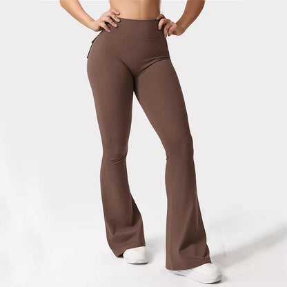 High-Waisted Tummy-Control Wide-Leg  Leggings with Pockets