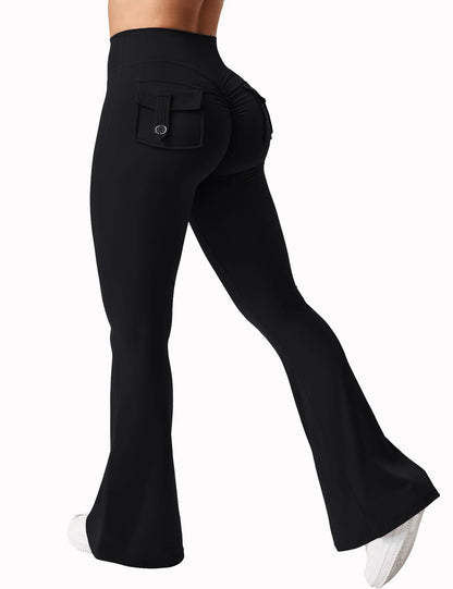 High-Waisted Tummy-Control Wide-Leg  Leggings with Pockets